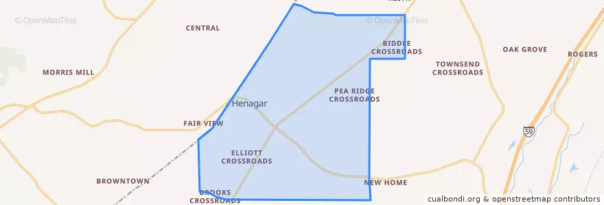 Mapa de ubicacion de Henagar.