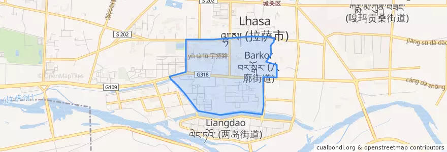 Mapa de ubicacion de 八廓街道.