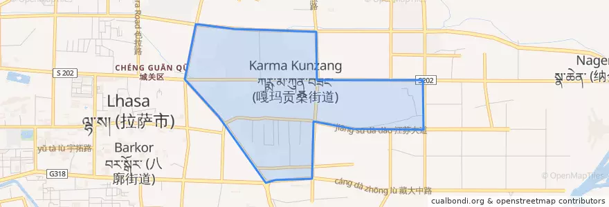 Mapa de ubicacion de 嘎玛贡桑街道.
