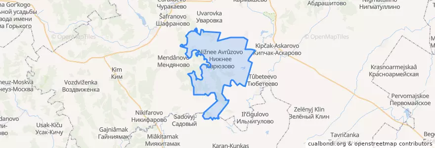 Mapa de ubicacion de Нижнеаврюзовский сельсовет.