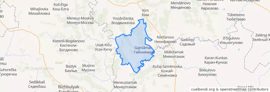 Mapa de ubicacion de Гайниямакский сельсовет.