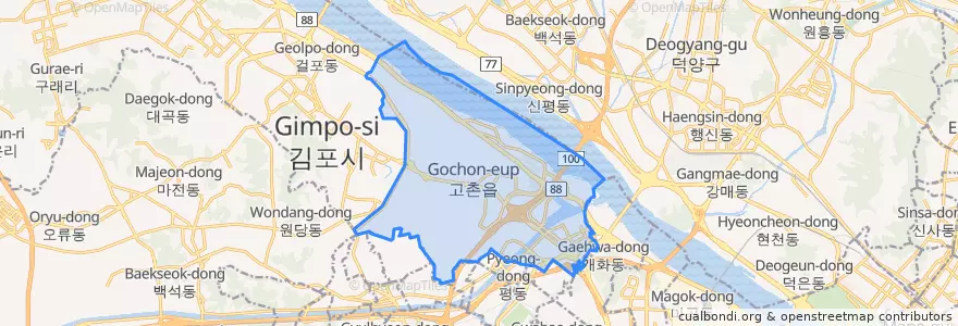 Mapa de ubicacion de 고촌읍.