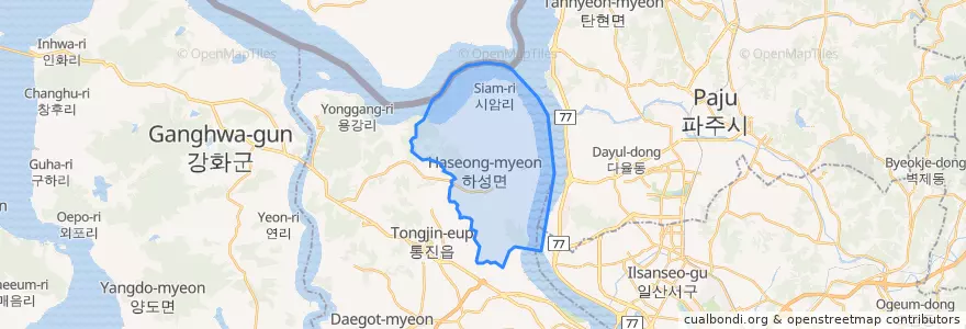Mapa de ubicacion de 하성면.