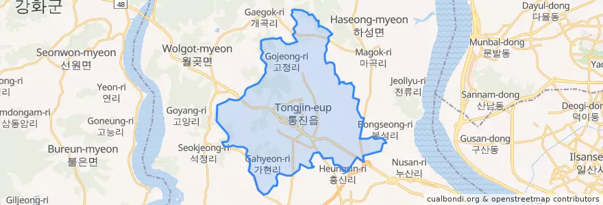Mapa de ubicacion de 통진읍.
