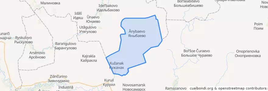 Mapa de ubicacion de Яныбаевский сельсовет.