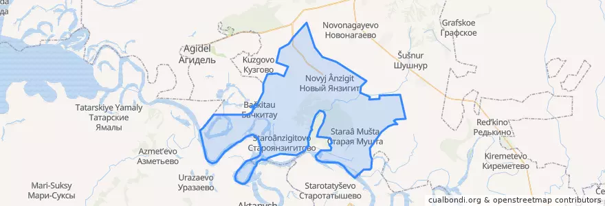 Mapa de ubicacion de Новоянзигитовский сельсовет.