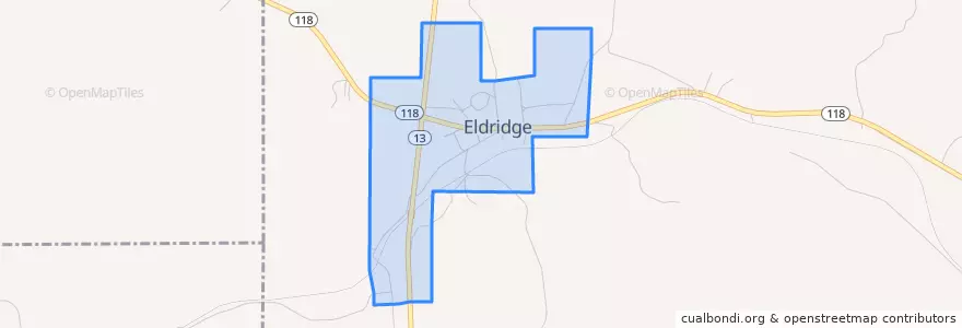 Mapa de ubicacion de Eldridge.