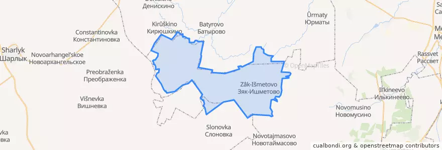 Mapa de ubicacion de Зяк-Ишметовский сельсовет.