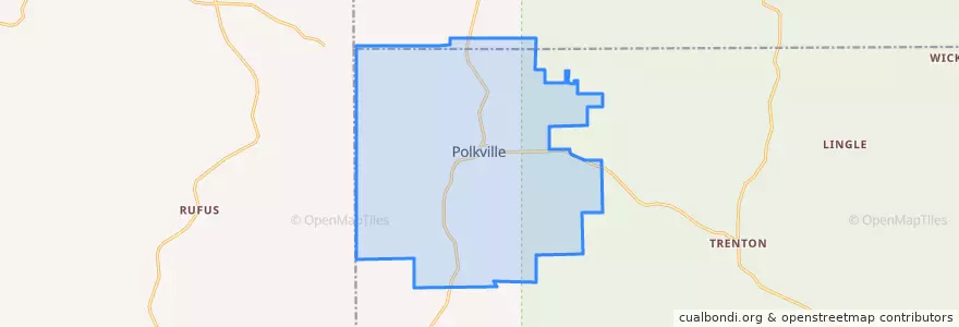 Mapa de ubicacion de Polkville.
