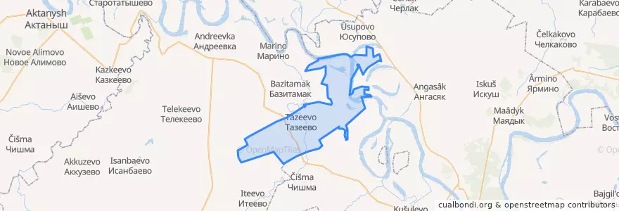 Mapa de ubicacion de Кужбахтинский сельсовет.