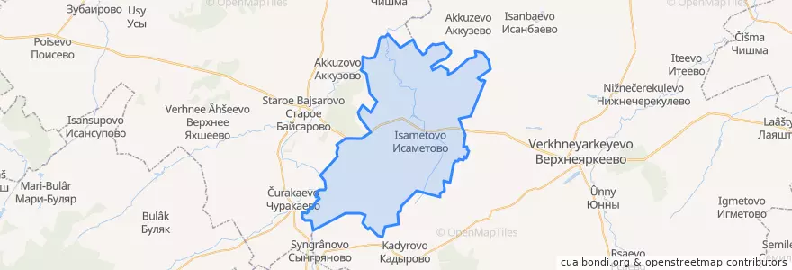 Mapa de ubicacion de Исаметовский сельсовет.