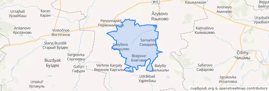 Mapa de ubicacion de Благоварский сельсовет.