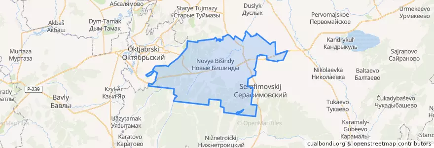 Mapa de ubicacion de Верхнебишиндинский сельсовет.