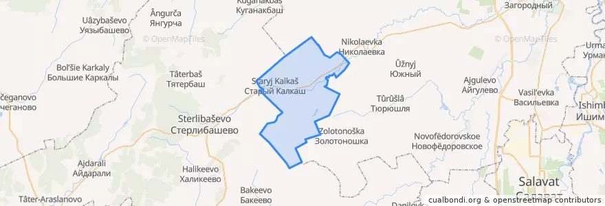 Mapa de ubicacion de Старокалкашевский сельсовет.