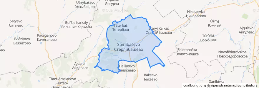 Mapa de ubicacion de Стерлибашевский сельсовет.