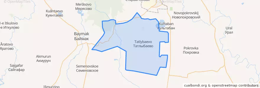 Mapa de ubicacion de Татлыбаевский сельсовет.