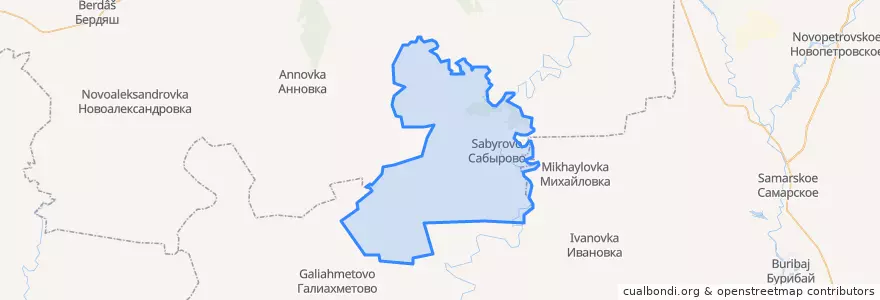 Mapa de ubicacion de Сабыровский сельсовет.
