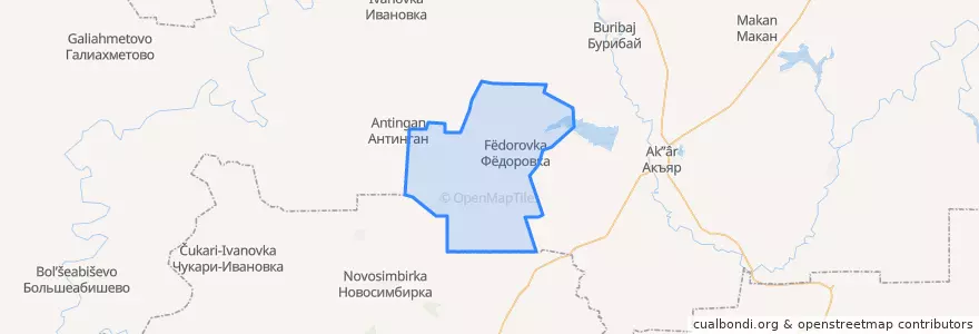 Mapa de ubicacion de Фёдоровский сельсовет.