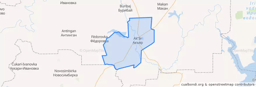 Mapa de ubicacion de Акъярский сельсовет.