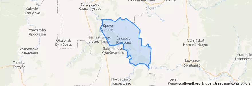 Mapa de ubicacion de Юнусовский сельсовет.