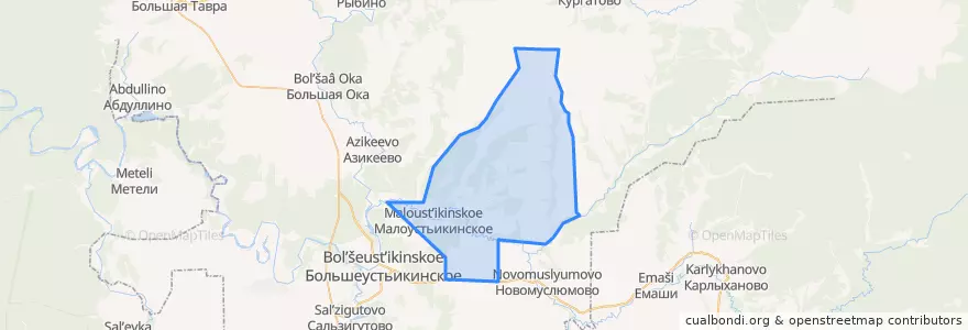 Mapa de ubicacion de Малоустьикинский сельсовет.