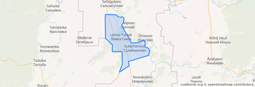 Mapa de ubicacion de Лемез-Тамакский сельсовет.