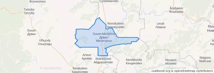 Mapa de ubicacion de Дуван-Мечетлинский сельсовет.