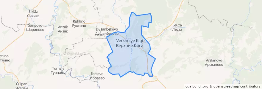 Mapa de ubicacion de Верхнекигинский сельсовет.