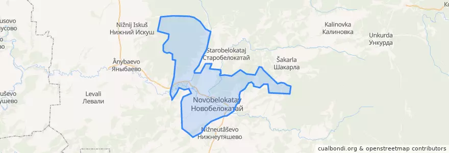Mapa de ubicacion de Новобелокатайский сельсовет.