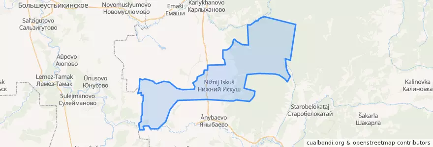 Mapa de ubicacion de Нижнеискушинский сельсовет.