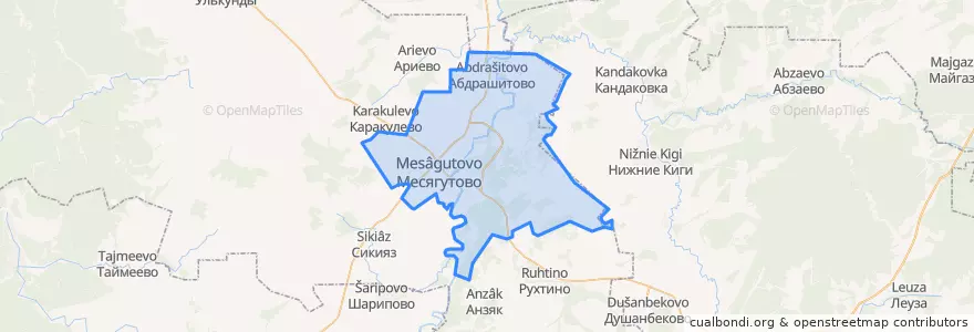 Mapa de ubicacion de Месягутовский сельсовет.