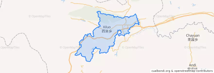 Mapa de ubicacion de Xiluo Subdistrict.