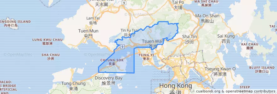 Mapa de ubicacion de Tsuen Wan District.
