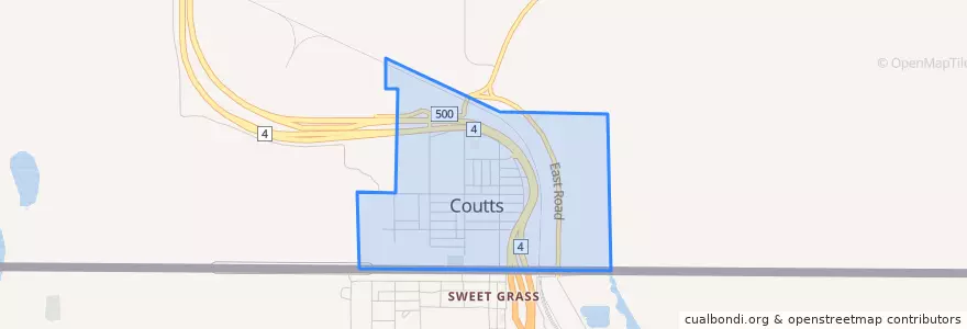 Mapa de ubicacion de Village of Coutts.