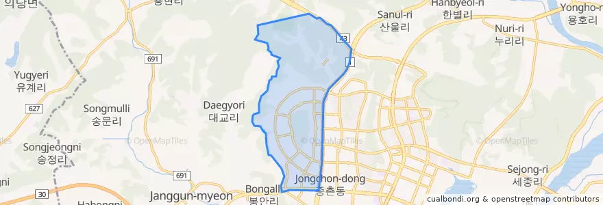 Mapa de ubicacion de 고운동.