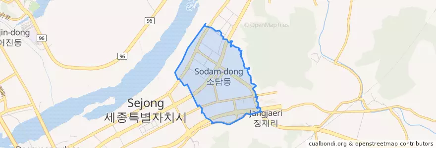 Mapa de ubicacion de 소담동.