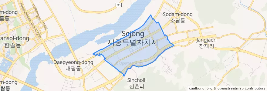 Mapa de ubicacion de 보람동.