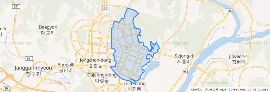 Mapa de ubicacion de 도담동.