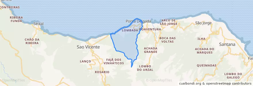 Mapa de ubicacion de Ponta Delgada.