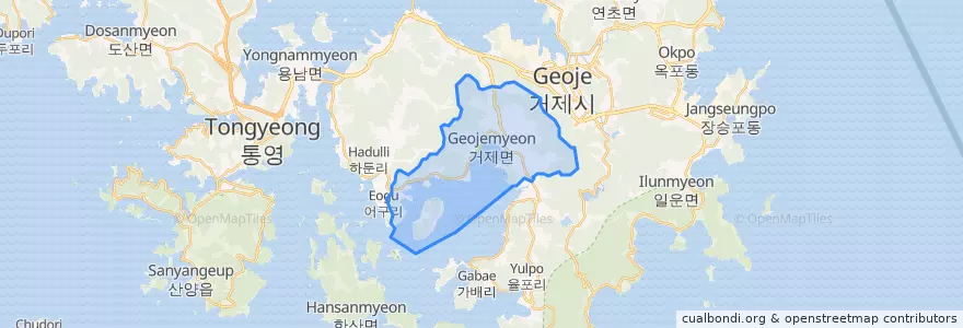 Mapa de ubicacion de 거제면.