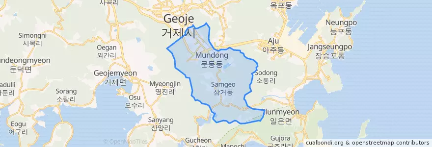 Mapa de ubicacion de 상문동.