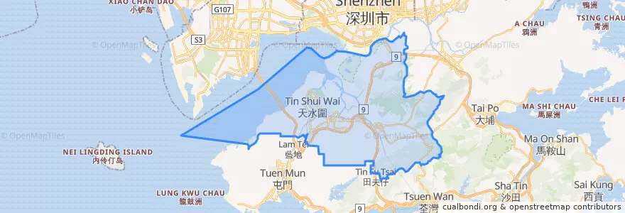 Mapa de ubicacion de 元朗區.