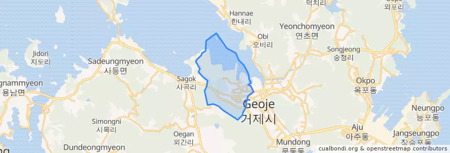 Mapa de ubicacion de 장평동.