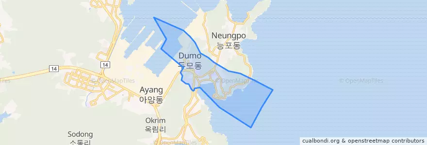 Mapa de ubicacion de 장승포동.
