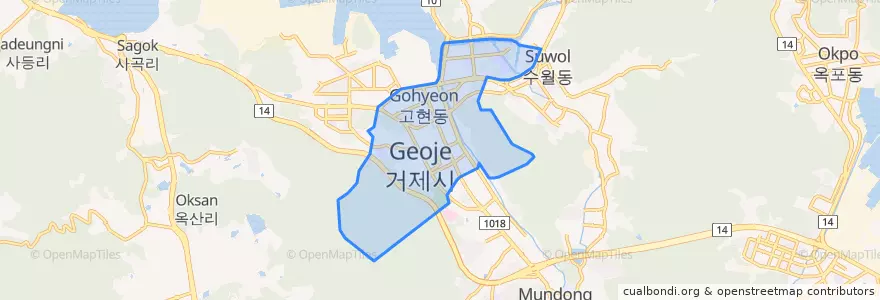Mapa de ubicacion de 고현동.