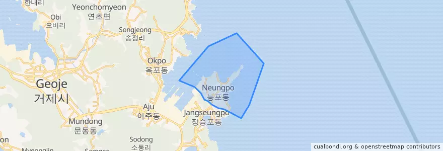 Mapa de ubicacion de 능포동.