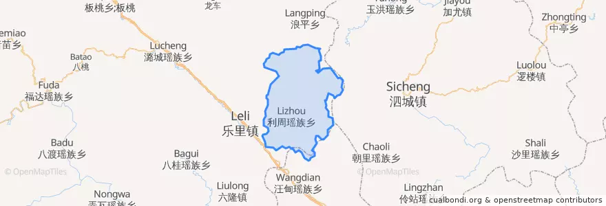 Mapa de ubicacion de 利周瑶族乡(Lizhou).