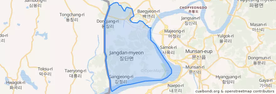 Mapa de ubicacion de 장단면.