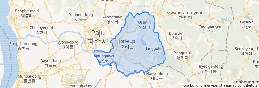 Mapa de ubicacion de 조리읍.