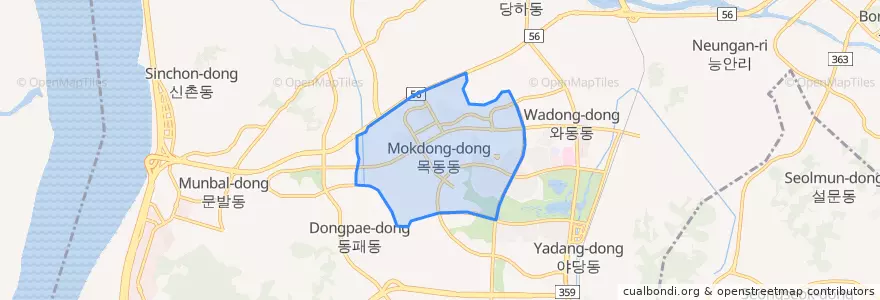 Mapa de ubicacion de 운정2동.